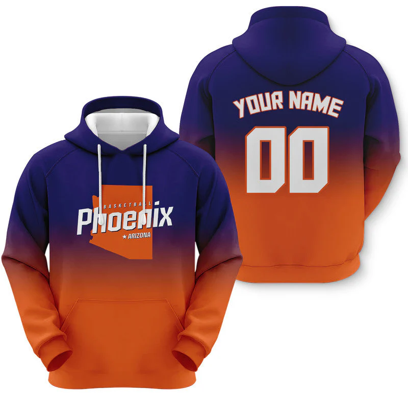 Custom Sports Pullover Sweatshirt Basketball Split State Map Phoenix  Fashion Hoodie