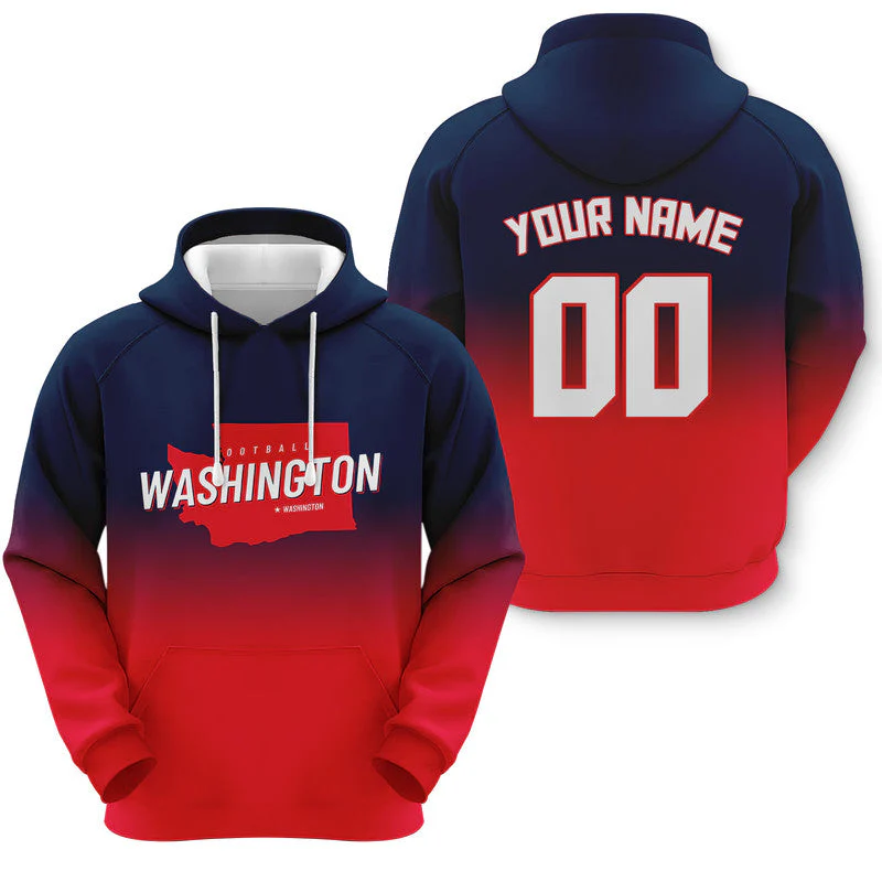 Custom Sports Pullover Sweatshirt Basketball Split State Map Washington Fashion Hoodie